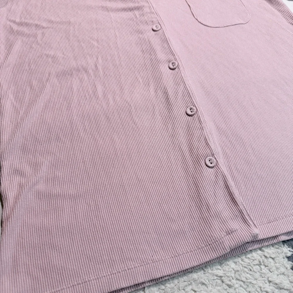 SKIMS Women's M Light Pink Soft Lounge Ribbed Modal Button Down Pajama Sleep Top